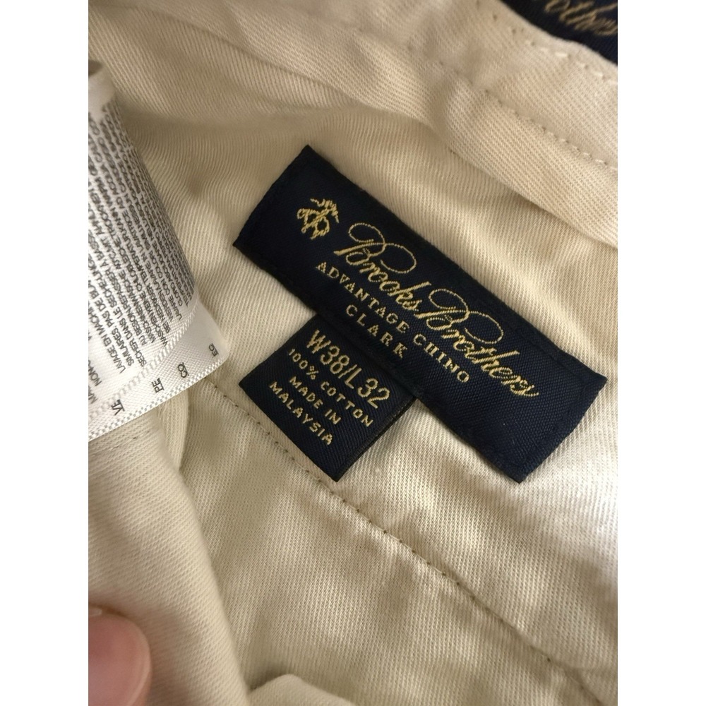 Brooks Brothers Advantage Chino Pants Size 38x32 Tan Clark Fit 100% Cotton - Picture 4 of 15
